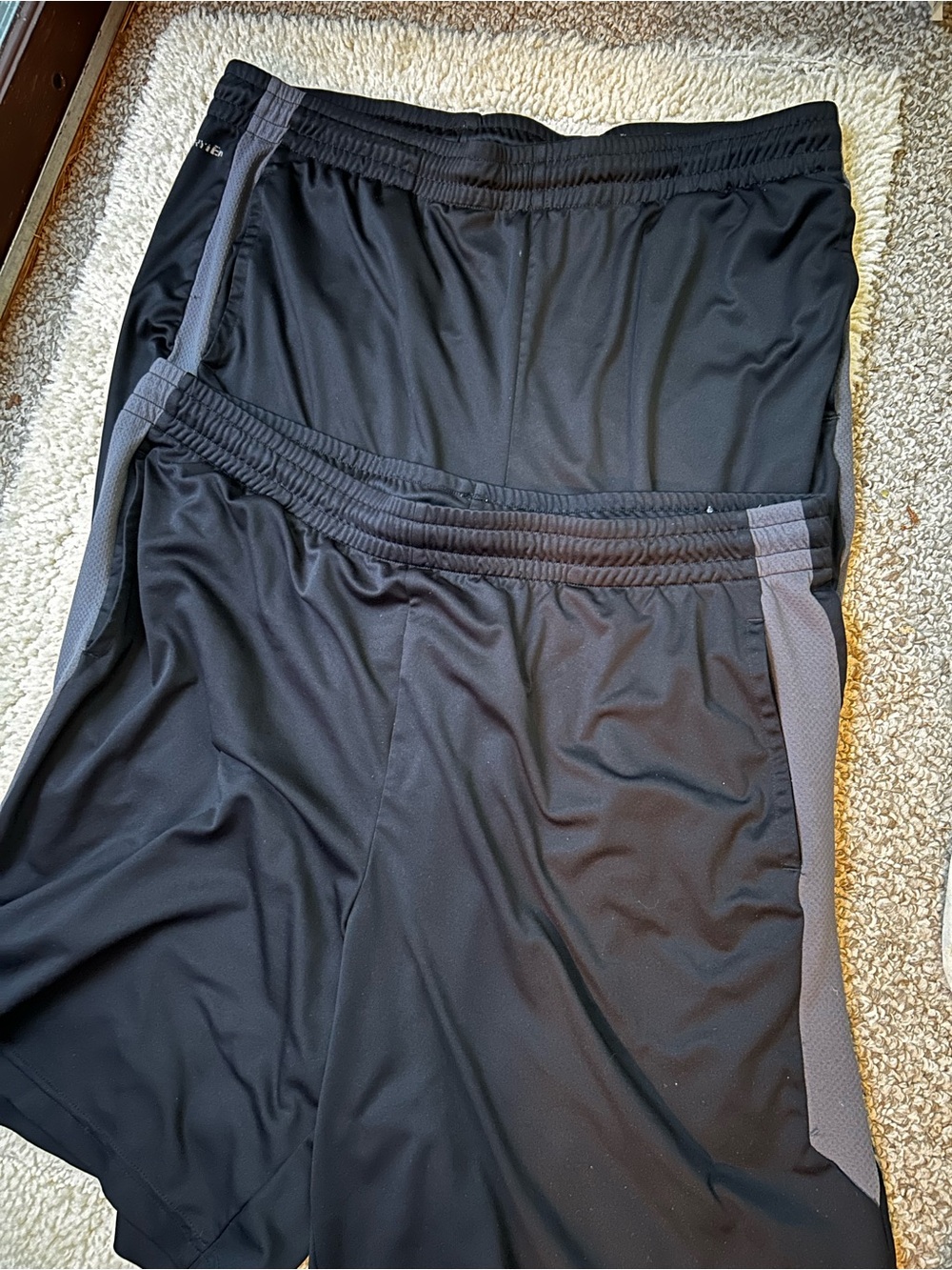 Tek Gear Dry Tek Black Athletic Shorts with Gray Side Panels 2 pair